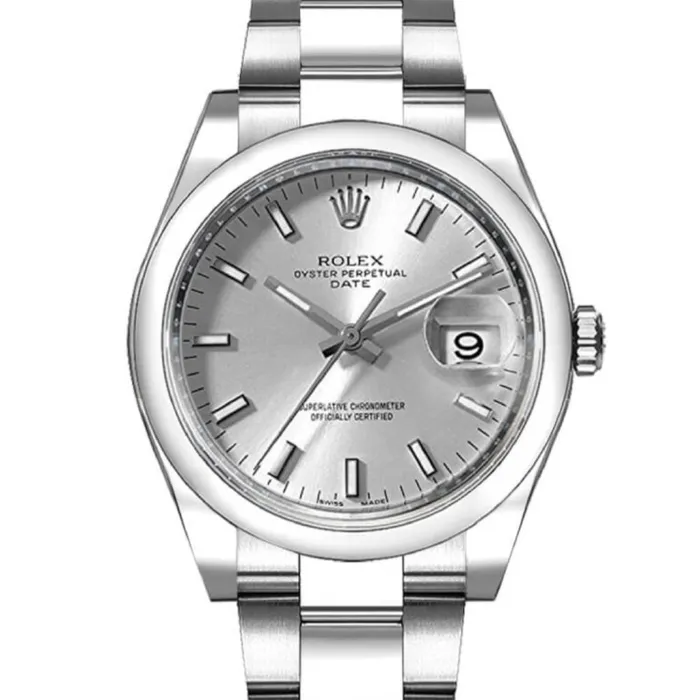 Rolex Bracelets Rolex Date 34mm Ref 1152000006 Silver Index Dial Stainless Steel Oyster Bracelet Watch