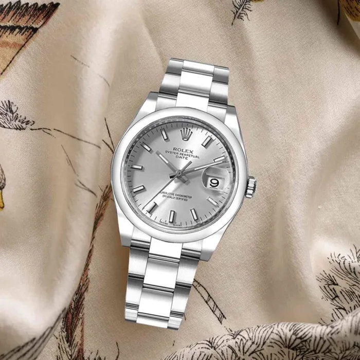 Rolex Bracelets Rolex Date 34mm Ref 1152000006 Silver Index Dial Stainless Steel Oyster Bracelet Watch