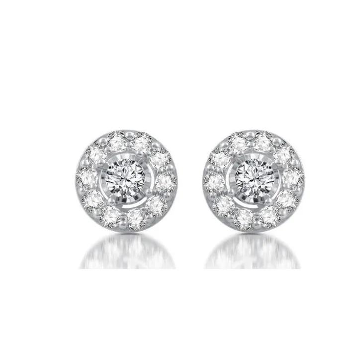 26 Ct Prong Set Round Cut Halo Natural Earth Mined Diamond Stud Earring 14K White Gold GB Earrings 26 Ct Prong Set Round Cut Halo Natural Earth Mined Diamond Stud Earring 14K White Gold GB Earrings