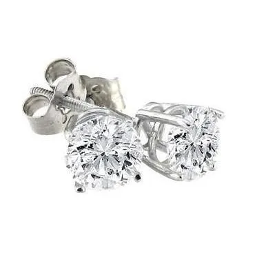 Earrings GB 2 Carats Solitaire Round Real Natural Earth Mined Diamond Stud Earring White Gold 14K Earrings GB 2 Carats Solitaire Round Real Natural Earth Mined Diamond Stud Earring White Gold 14K
