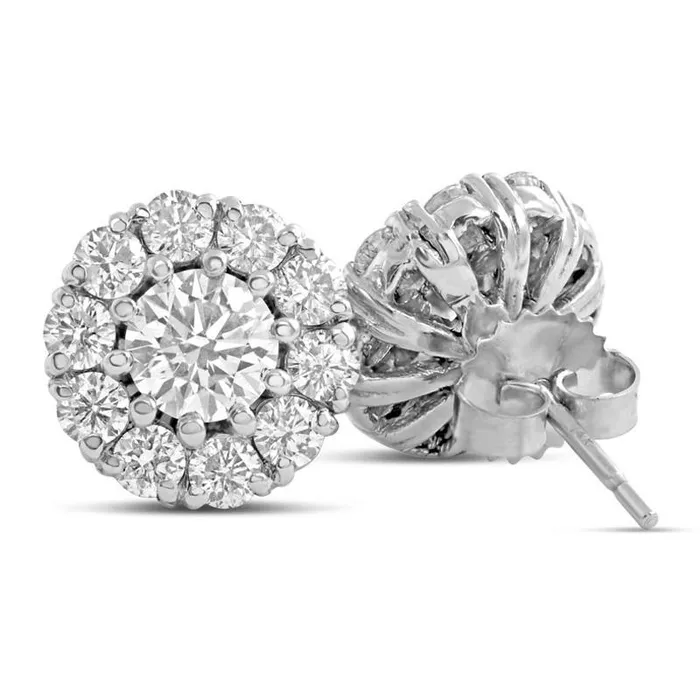 Earrings GB White Gold 14K 340 Carats Round Natural Earth Mined Diamond Ladies Stud Earrings Halo Set Earrings GB White Gold 14K 340 Carats Round Natural Earth Mined Diamond Ladies Stud Earrings Halo Set