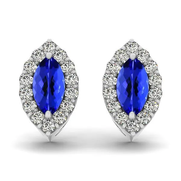 GB Earrings 7 Carat Marquise Tanzanite And Natural Earth Mined Diamond Stud Earrings White Gold GB Earrings 7 Carat Marquise Tanzanite And Natural Earth Mined Diamond Stud Earrings White Gold