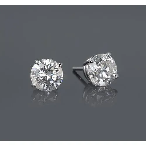 GB Earrings White Gold 14K 150 Carats Basket Type Set Round Natural Earth Mined Diamond Stud Earring GB Earrings White Gold 14K 150 Carats Basket Type Set Round Natural Earth Mined Diamond Stud Earring