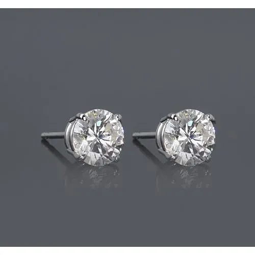 GB Earrings White Gold 14K 150 Carats Basket Type Set Round Natural Earth Mined Diamond Stud Earring GB Earrings White Gold 14K 150 Carats Basket Type Set Round Natural Earth Mined Diamond Stud Earring