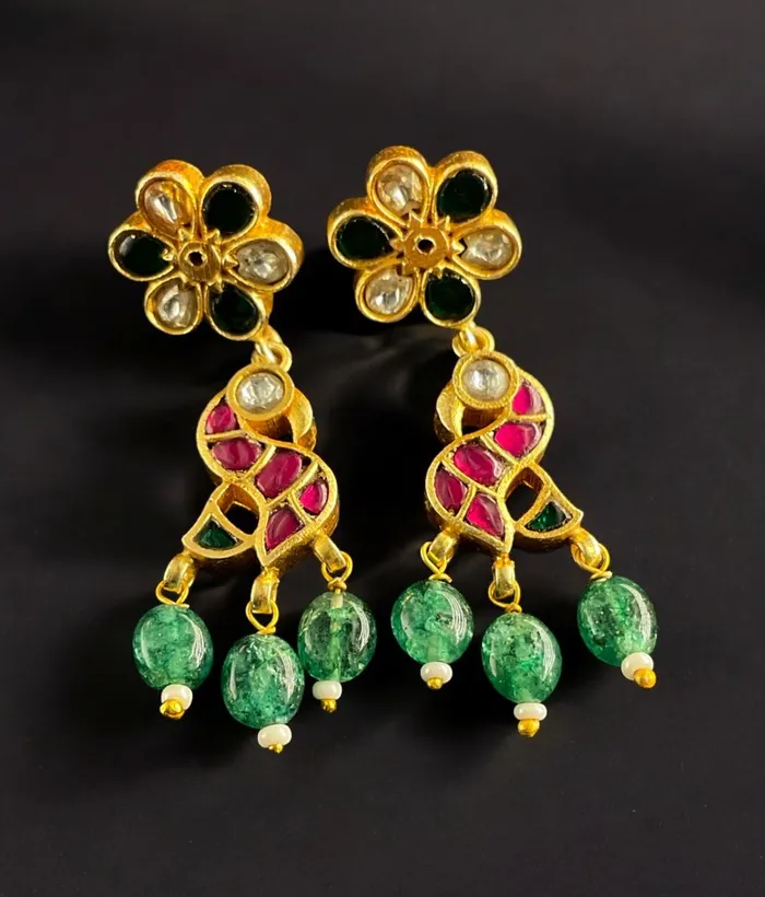 The Jahanara Silver Peacock Kundan Earrings Kundan Earrings