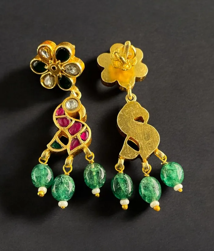 The Jahanara Silver Peacock Kundan Earrings Kundan Earrings