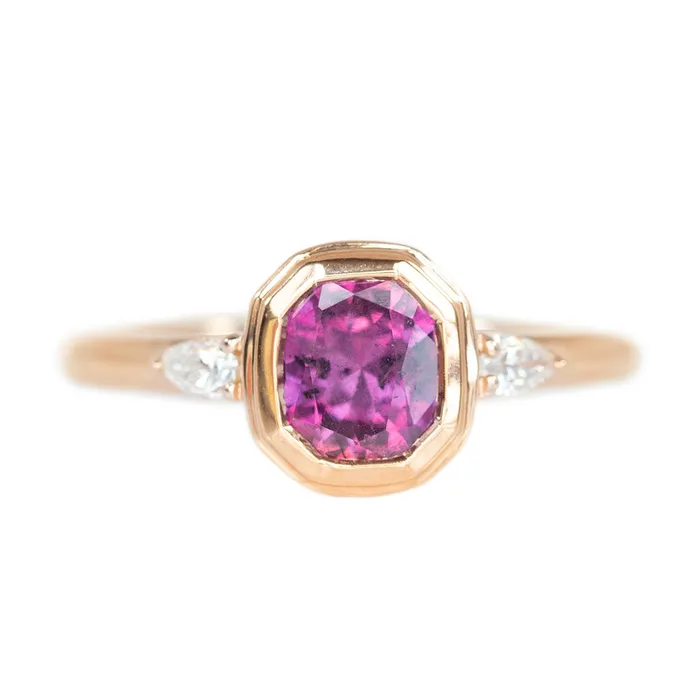 102ct Ruby Pink Sapphire Double Bezel Setting With Pear Diamonds In 14k Rose Gold Anueva Jewelry Earrings 102ct Ruby Pink Sapphire Double Bezel Setting With Pear Diamonds In 14k Rose Gold Anueva Jewelry Earrings