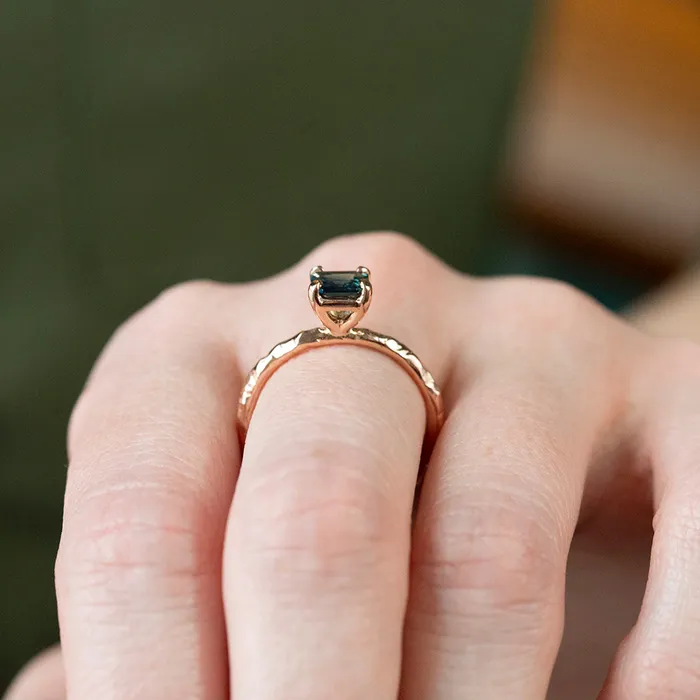 Anueva Jewelry Earrings 090ct Australian Square Cut Sapphire Evergreen Solitaire in 14k Rose Gold