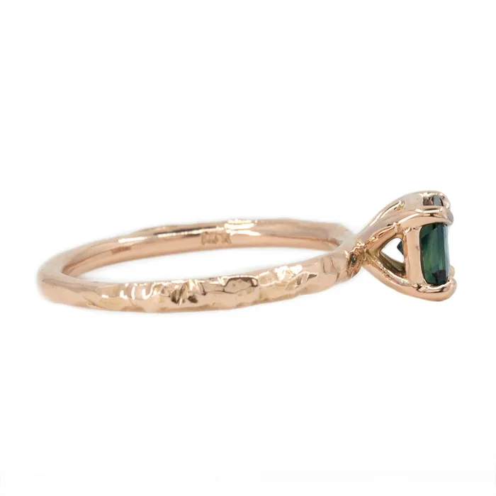 Anueva Jewelry Earrings 090ct Australian Square Cut Sapphire Evergreen Solitaire in 14k Rose Gold