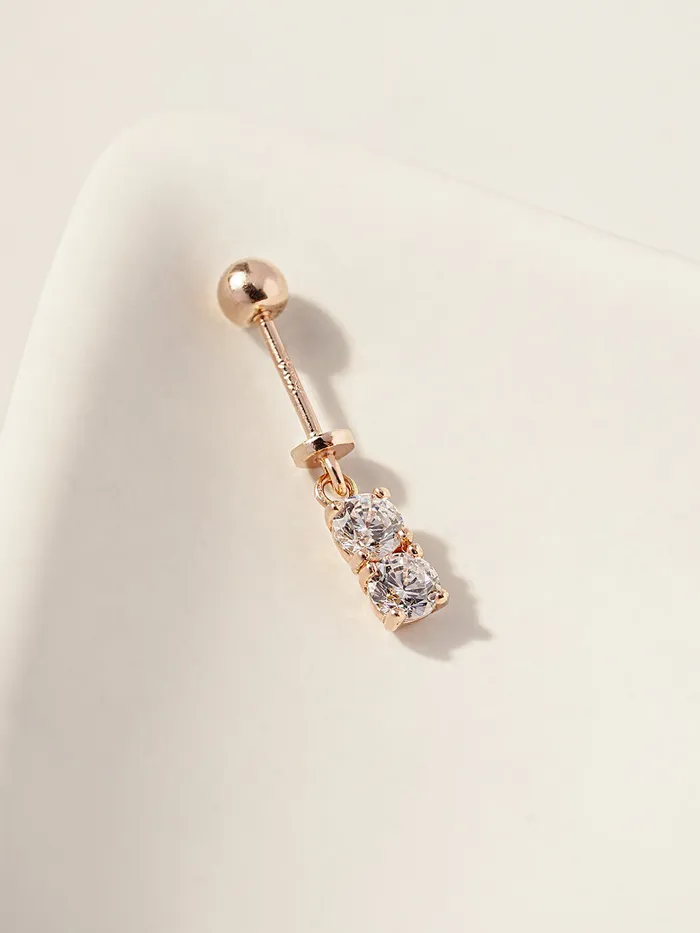 Earrings 14K Gold Double Cubic Drop Cartilage Earring 20G MinimalBijoux