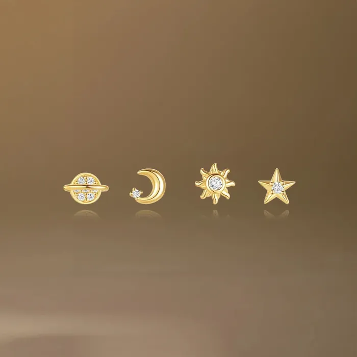 Earrings Mabel Love Co CelestialStarMoonSun 4 Piece Earring Set