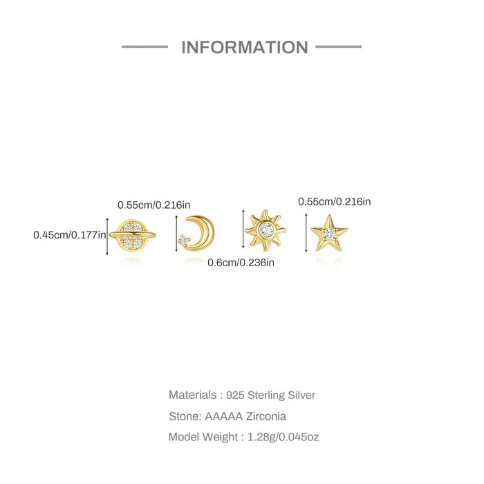 Earrings Mabel Love Co CelestialStarMoonSun 4 Piece Earring Set