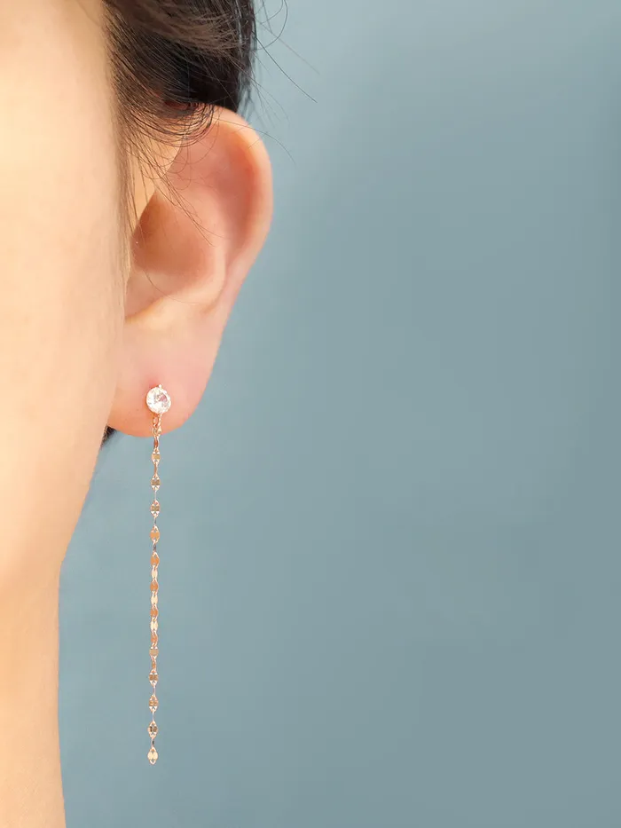 MinimalBijoux Earrings 14K Gold Long Chain Cubic Cartilage Earring 20G18G16G