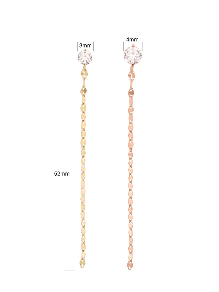MinimalBijoux Earrings 14K Gold Long Chain Cubic Cartilage Earring 20G18G16G