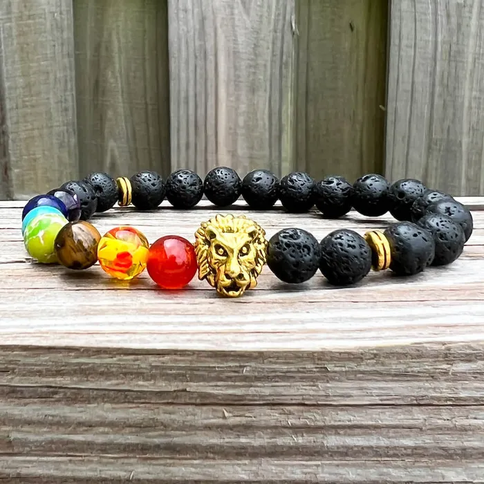 Bracelets Magic Crystals Black Lava Stone and 7 Chakra Stretch Bracelet