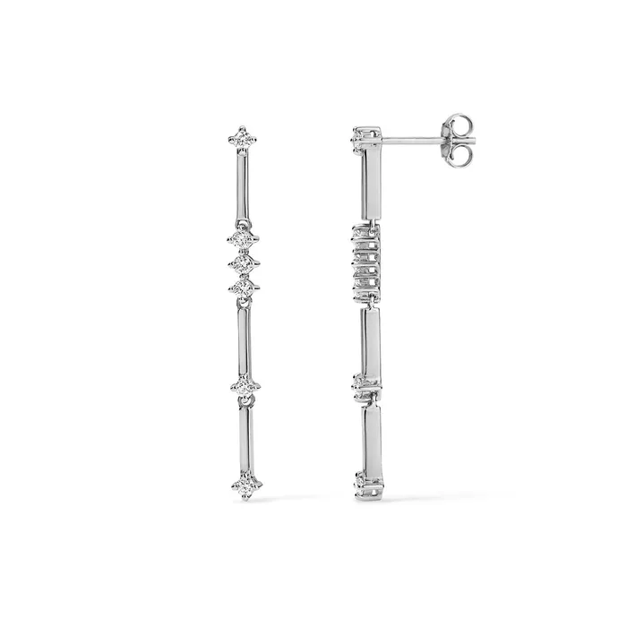 Diamond and Gold Bar Dangle Drop Earrings SG Fine Earrings