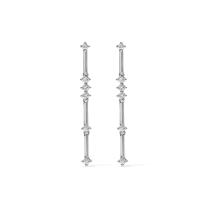 Diamond and Gold Bar Dangle Drop Earrings SG Fine Earrings