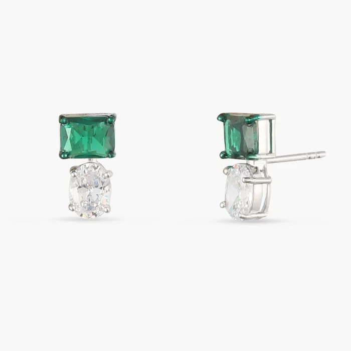 Earrings SILVER Emeraude Elegance Silver Stud Earrings