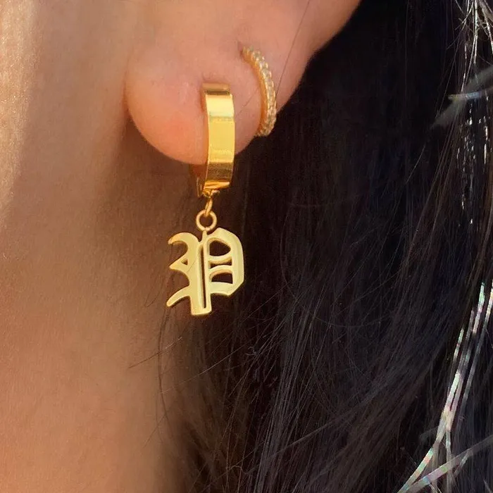 Earrings VibeSzn Old English Huggie Earrings