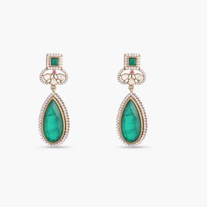 SILVER Earrings Ahad Moissanite and Gemstone Silver Drop Earrings