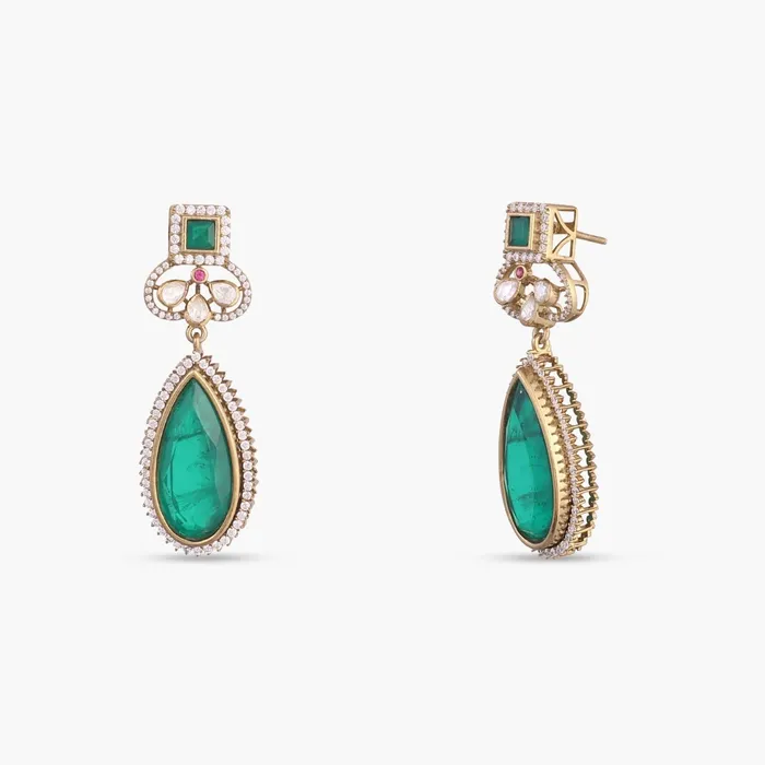 SILVER Earrings Ahad Moissanite and Gemstone Silver Drop Earrings