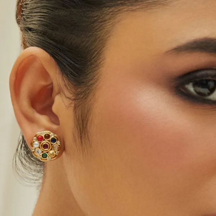 SILVER Sarika Navaratna Silver Stud Earrings Earrings