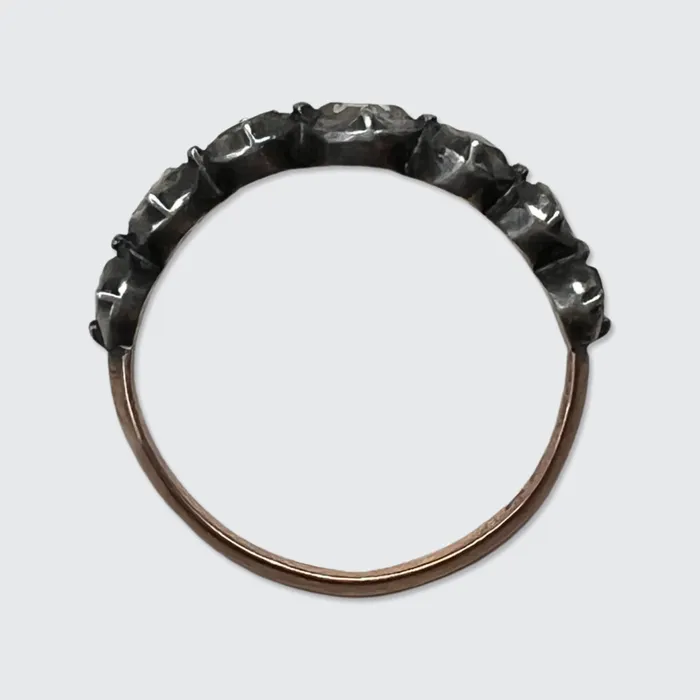 21stfinds Rings Georgian Seven Diamonds Half Hoop Ring