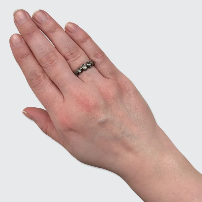 21stfinds Rings Georgian Seven Diamonds Half Hoop Ring