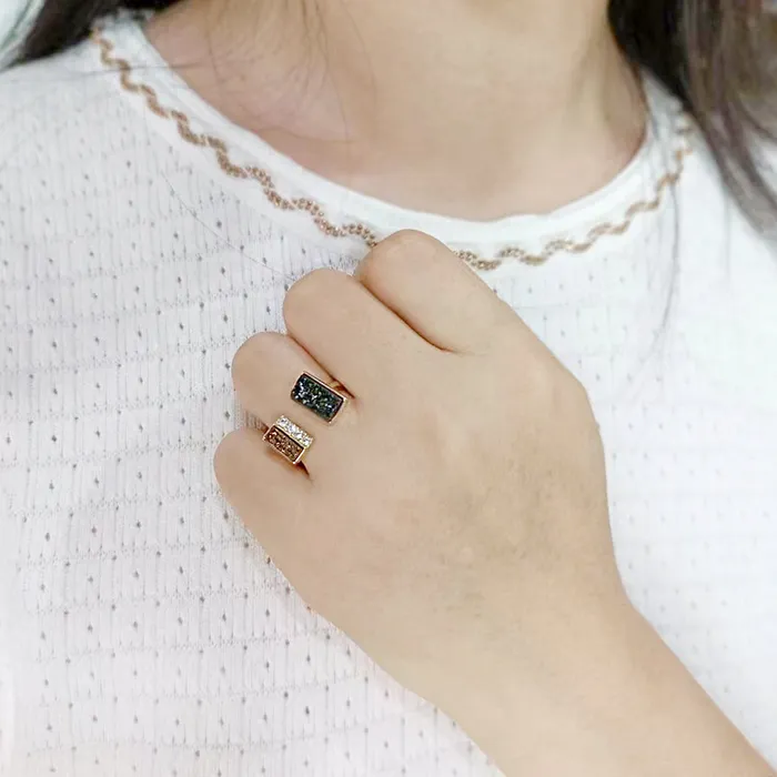 3W1729 Flash GoldEcoating Brass Ring with Druzy in MultiColor Alamode Rings