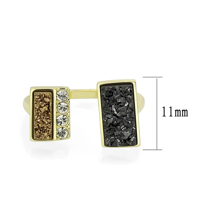 3W1729 Flash GoldEcoating Brass Ring with Druzy in MultiColor Alamode Rings