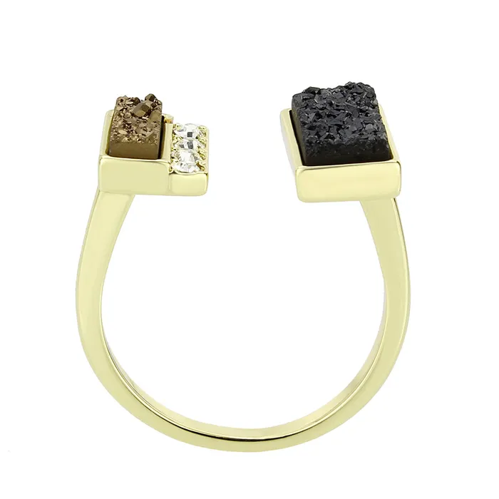 3W1729 Flash GoldEcoating Brass Ring with Druzy in MultiColor Alamode Rings