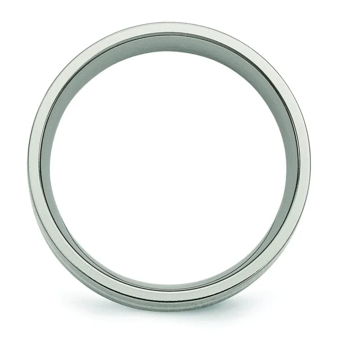 8mm 14k Yellow Gold Inlay Titanium Ring Flat Polished Finish deBebians Rings
