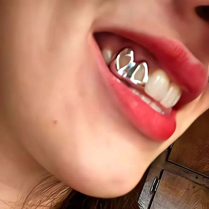 925 Sterling Silver Double Cap Heart Cutout Open Tooth Custom Grillz Bling Cartel Admin Rings