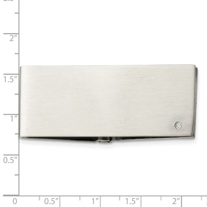 Bracelets Chisel Stainless Steel Brushed Diamond Accent Hinged Money Clip Bracelets Chisel Stainless Steel Brushed Diamond Accent Hinged Money Clip