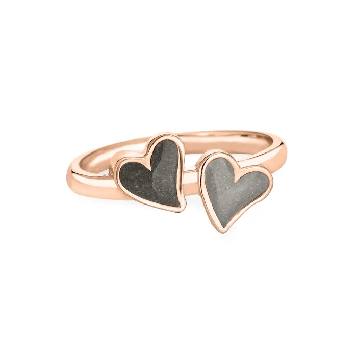 closebymejewelry Rings Double Heart Cremation Ring in 14K Rose Gold