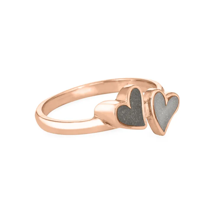 closebymejewelry Rings Double Heart Cremation Ring in 14K Rose Gold