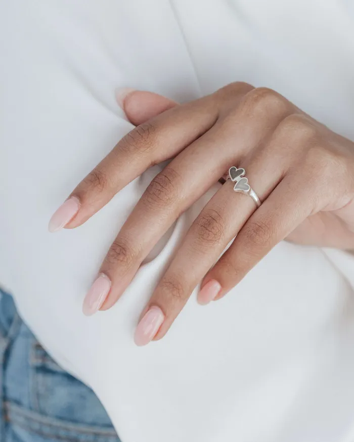 closebymejewelry Rings Double Heart Cremation Ring in 14K Rose Gold