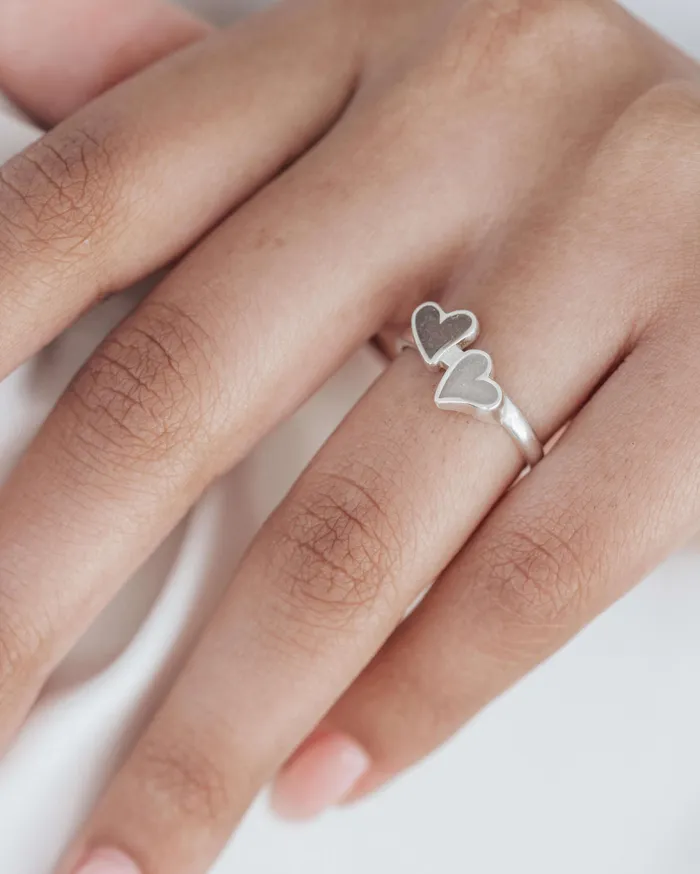 closebymejewelry Rings Double Heart Cremation Ring in 14K Rose Gold