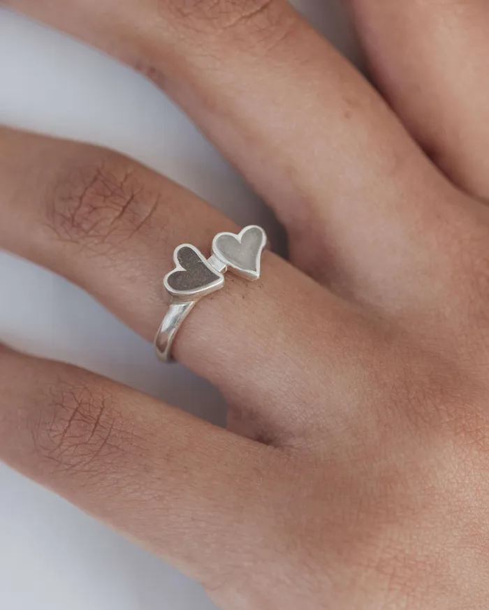 closebymejewelry Rings Double Heart Cremation Ring in 14K Rose Gold