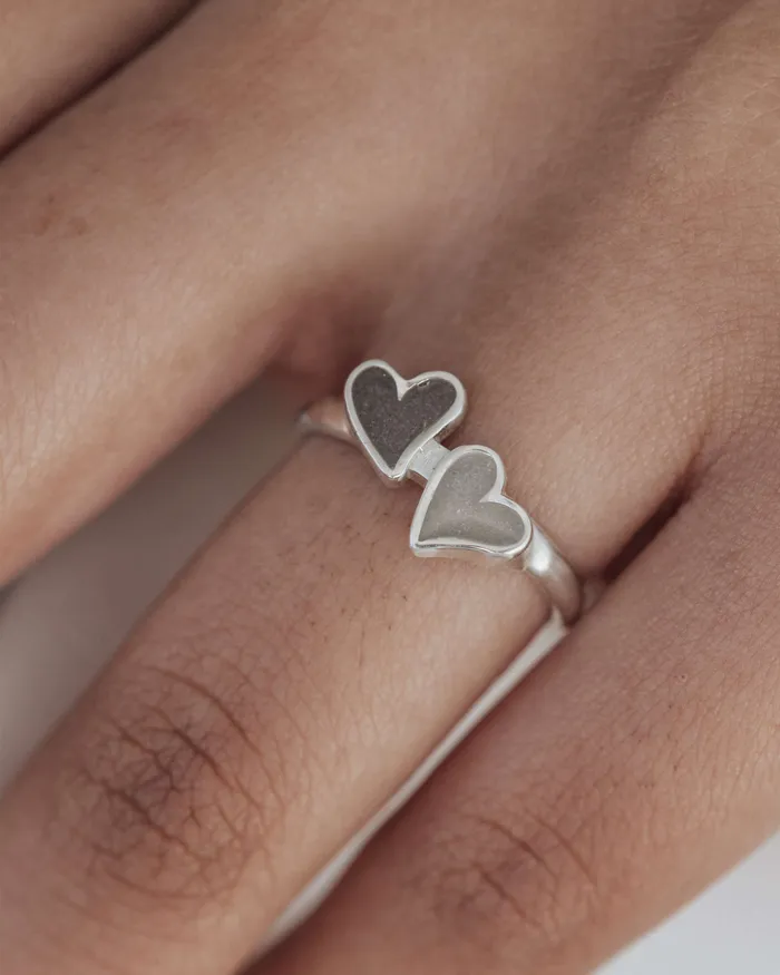 closebymejewelry Rings Double Heart Cremation Ring in 14K Rose Gold