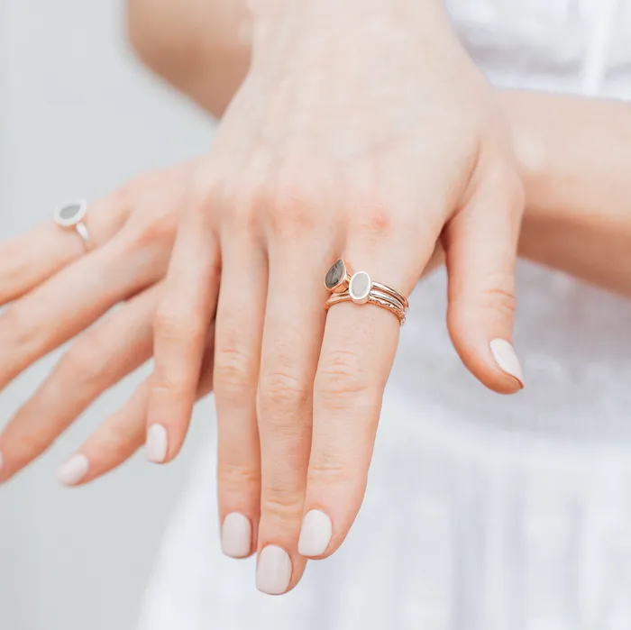 closebymejewelry Rings Oval Stacking Cremation Ring in Sterling Silver