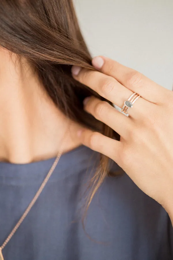 closebymejewelry Rings Oval Stacking Cremation Ring in Sterling Silver