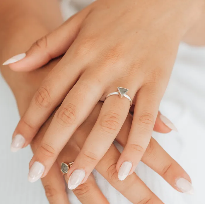 closebymejewelry Rings Triangle Stacking Cremation Ring in 14K Yellow Gold