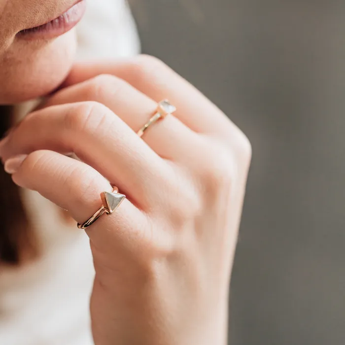 closebymejewelry Rings Triangle Stacking Cremation Ring in 14K Yellow Gold