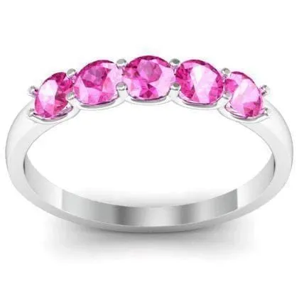 deBebians Rings 050cttw U Prong Pink Sapphire Five Stone Band
