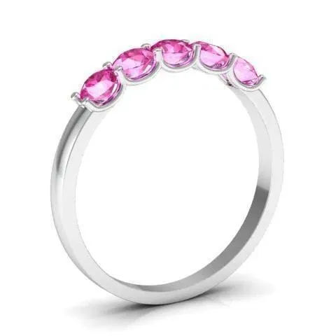 deBebians Rings 050cttw U Prong Pink Sapphire Five Stone Band