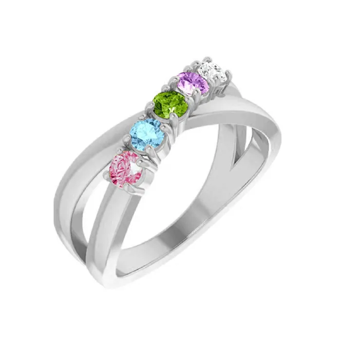 deBebians Rings 14kt Gold Five Birthstone Mothers Ring deBebians Rings 14kt Gold Five Birthstone Mothers Ring
