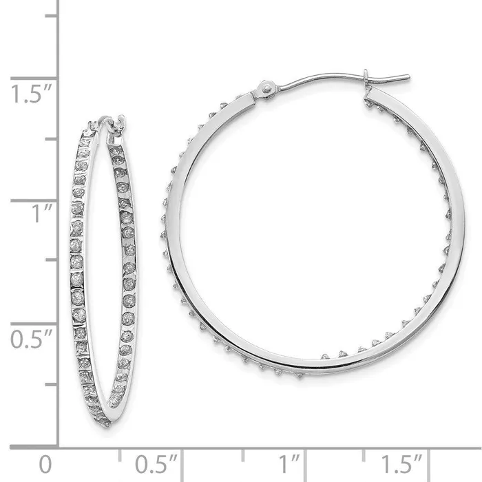 Earrings Jewelry 14k White Gold Diamond Fascination Round Hinged Hoop Earrings Earrings Jewelry 14k White Gold Diamond Fascination Round Hinged Hoop Earrings