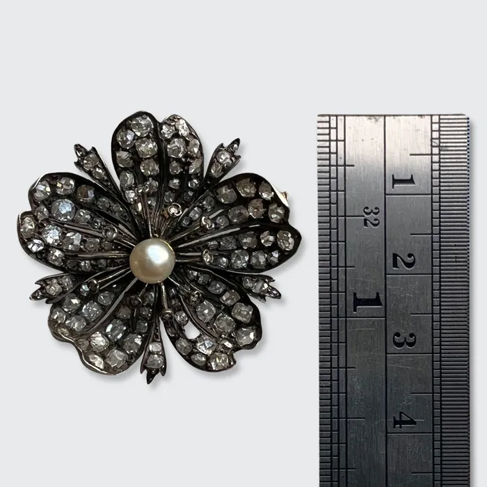 Earrings Victorian Diamond Pearl Flower Brooch 21stfinds