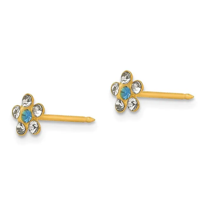 Jewelry Inverness 14k ClearBlue Crystal Flower Earrings Earrings